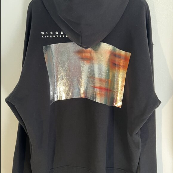 Diesel hoodie men XL black long sleeve cotton relaxed fit new without tags - Picture 5 of 12